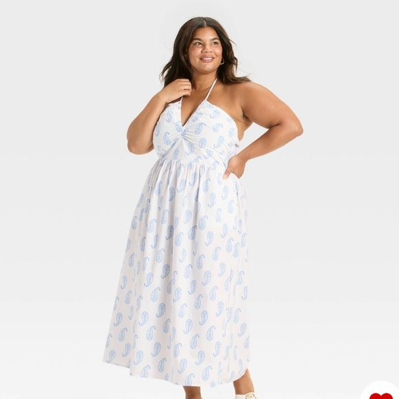Universal Thread Blue Paisley Halter Maxi Dress - Picture 1 of 3